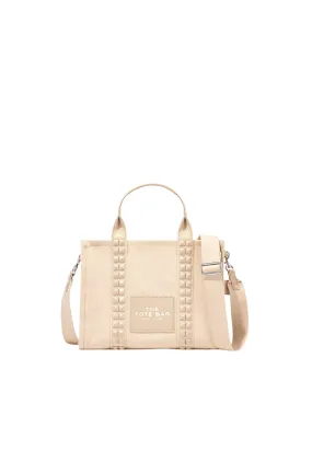 ( AS IS ) Marc Jacobs The Studded Medium Tote Bag Top Handle In Beige H071M12FA22