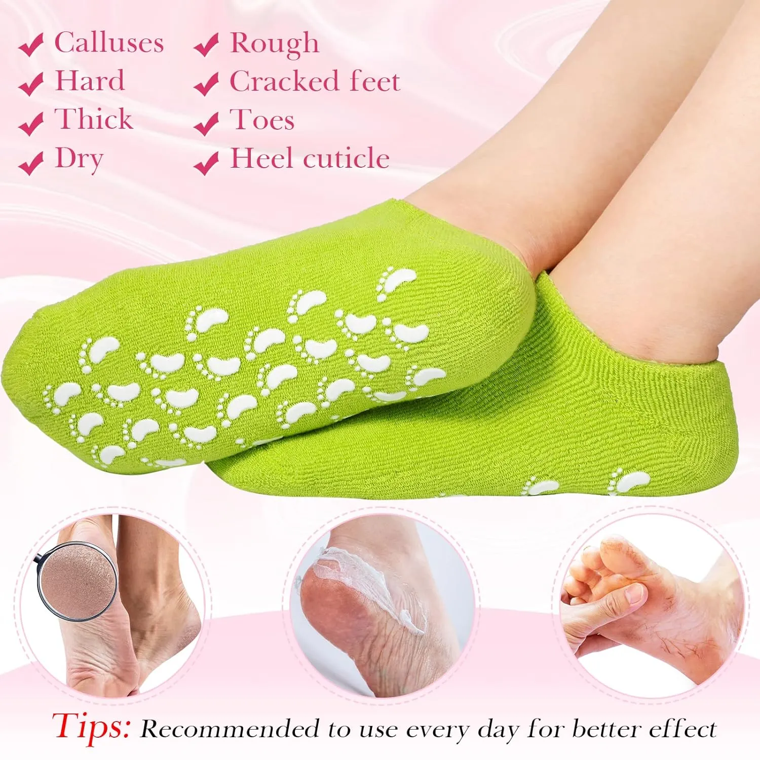 0520 Gel Socks Soft Socks for Repairing and Softening Dry Cracked Feet Skins Comfortable Socks (1 Pair)