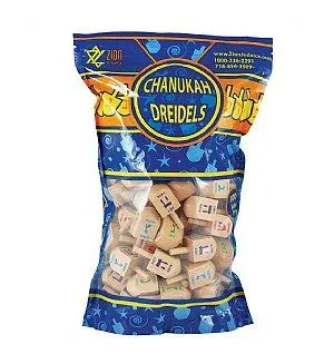 100 Pack Natural Wood Dreidels - ZipLock Bag