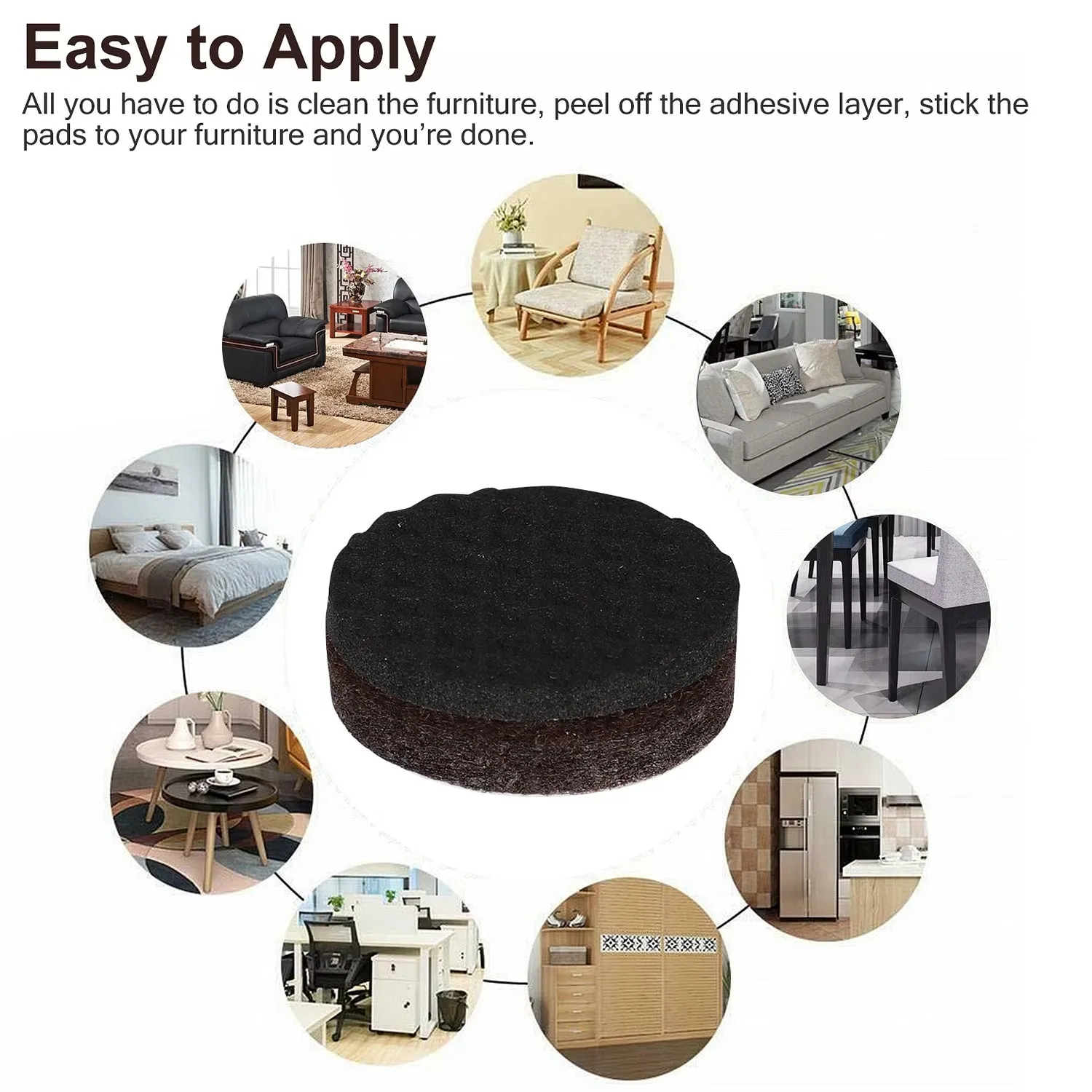 1767 Round Self Adhesive Rubber Pads for Furniture Floor Scratch Protection (pack of 18)