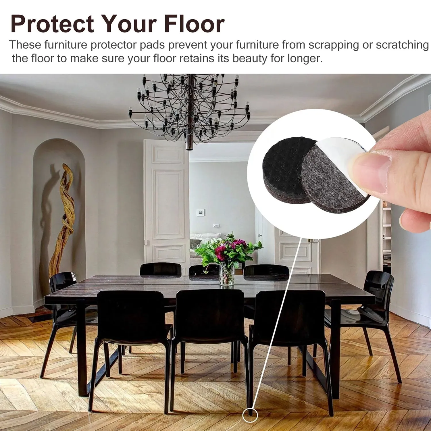 1767 Round Self Adhesive Rubber Pads for Furniture Floor Scratch Protection (pack of 18)