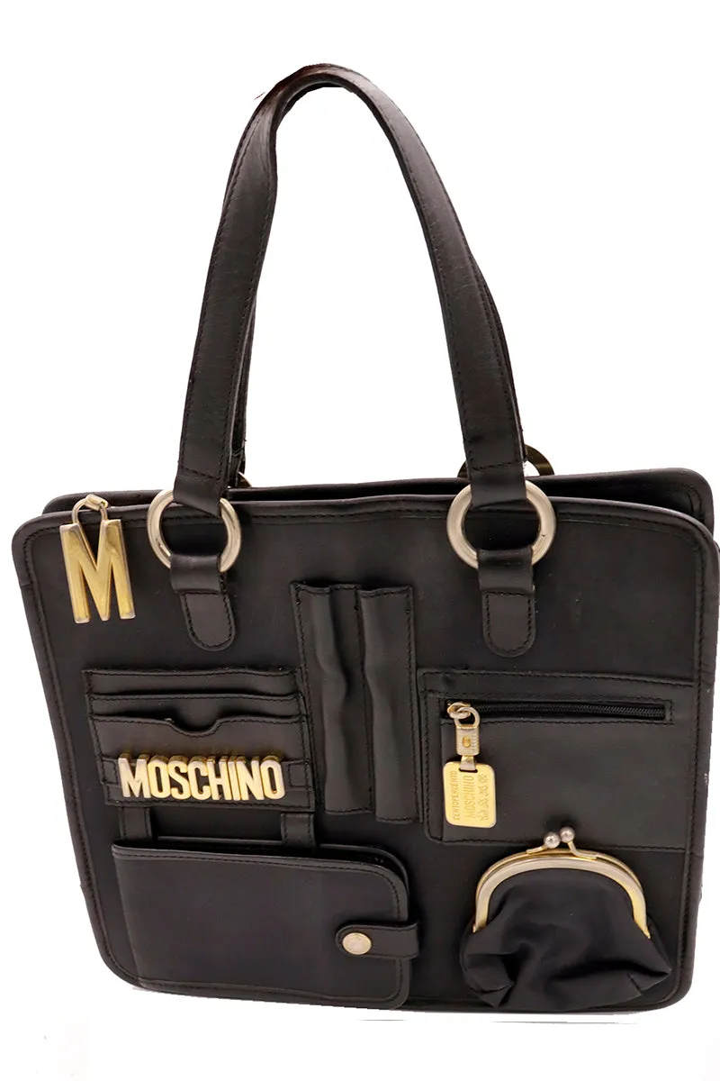 1990s Franco Moschino by Redwall Italy Multi Pocket Satchel Bag