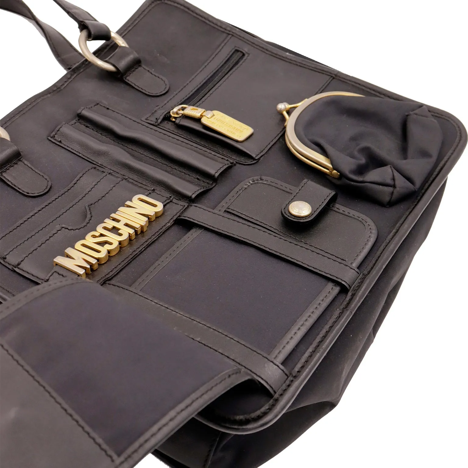 1990s Franco Moschino by Redwall Italy Multi Pocket Satchel Bag