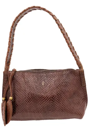 1990s Henry Beguelin Reptile Embossed Short Strap Shoulder Bag Handbag