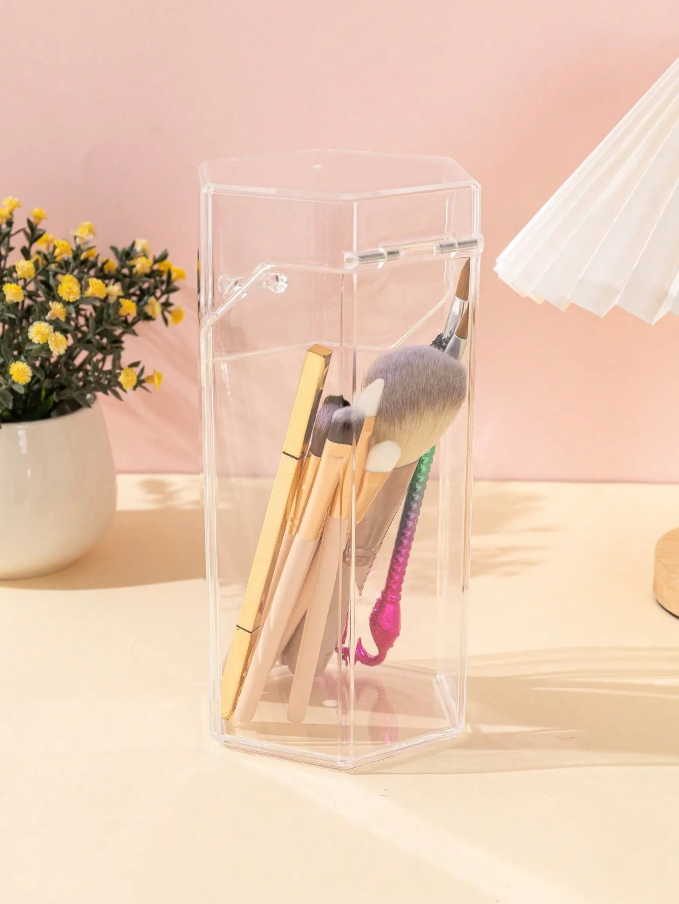 1pc ABS Clear Makeup Brush Storage Bucket