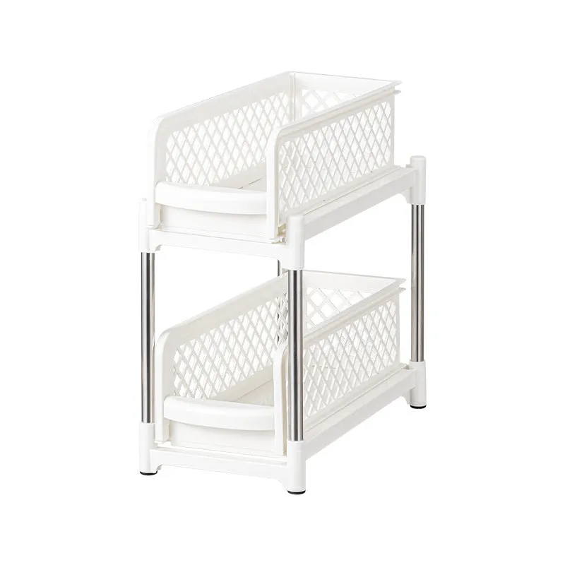 2 Tier Bathroom Kitchen Countertop Pull Out Cabinet Organizer