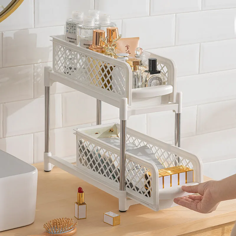 2 Tier Bathroom Kitchen Countertop Pull Out Cabinet Organizer