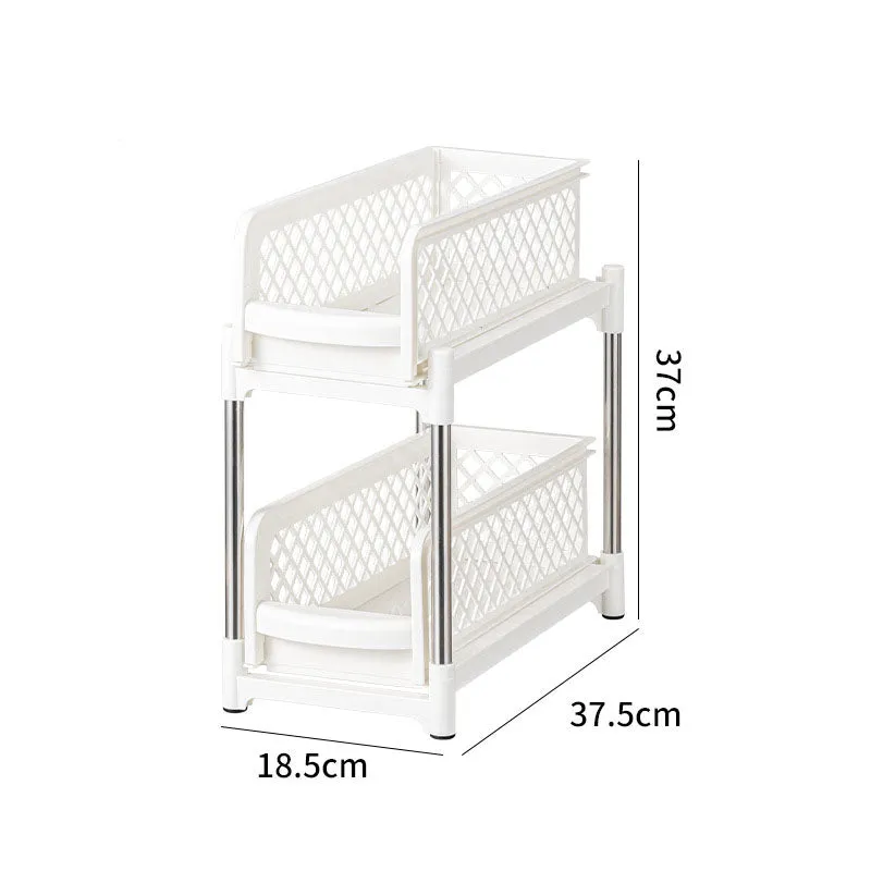 2 Tier Bathroom Kitchen Countertop Pull Out Cabinet Organizer