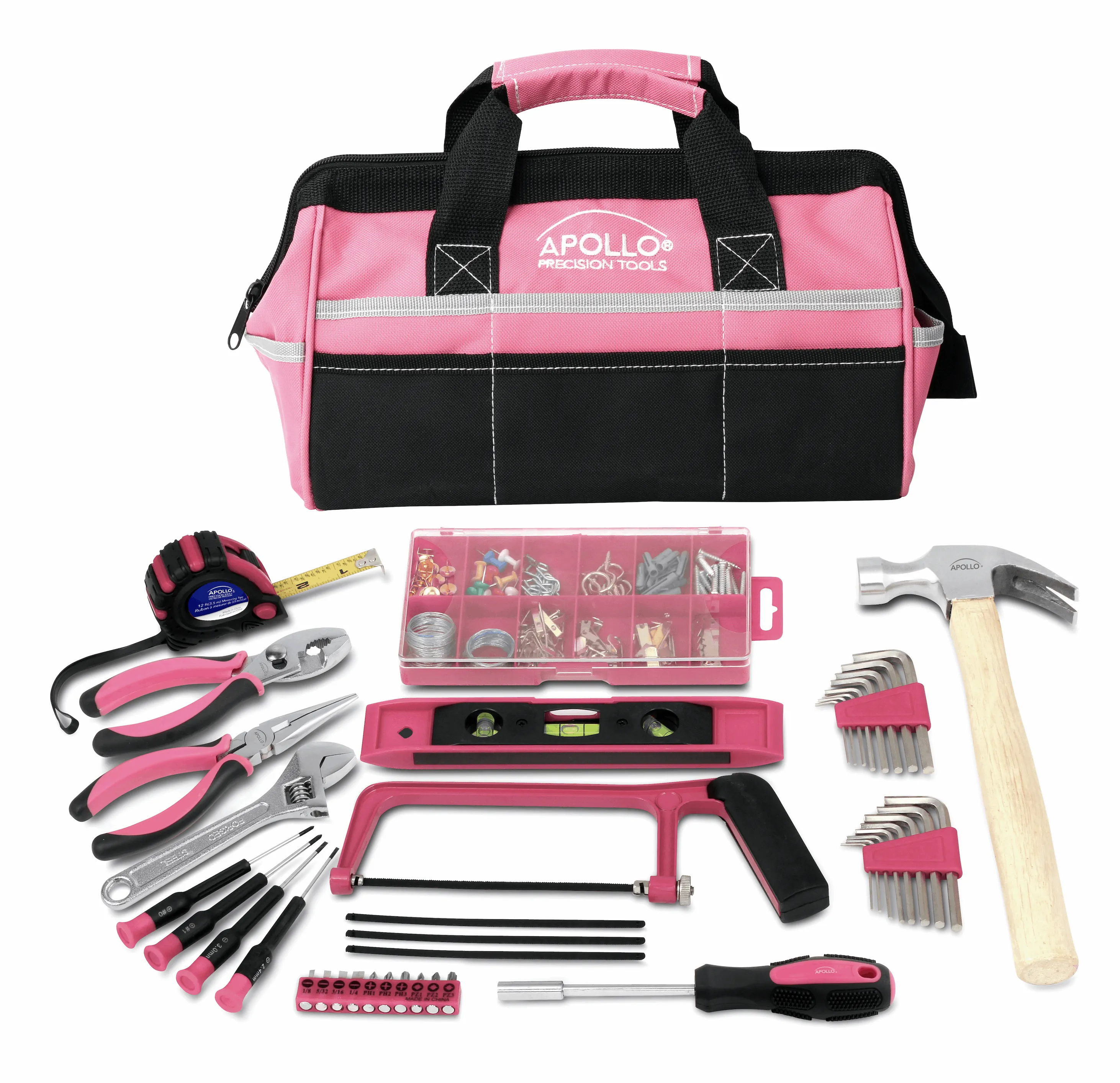 201 Piece Household Tool Kit in a Soft-Sided Tool Bag Pink - DT0020P