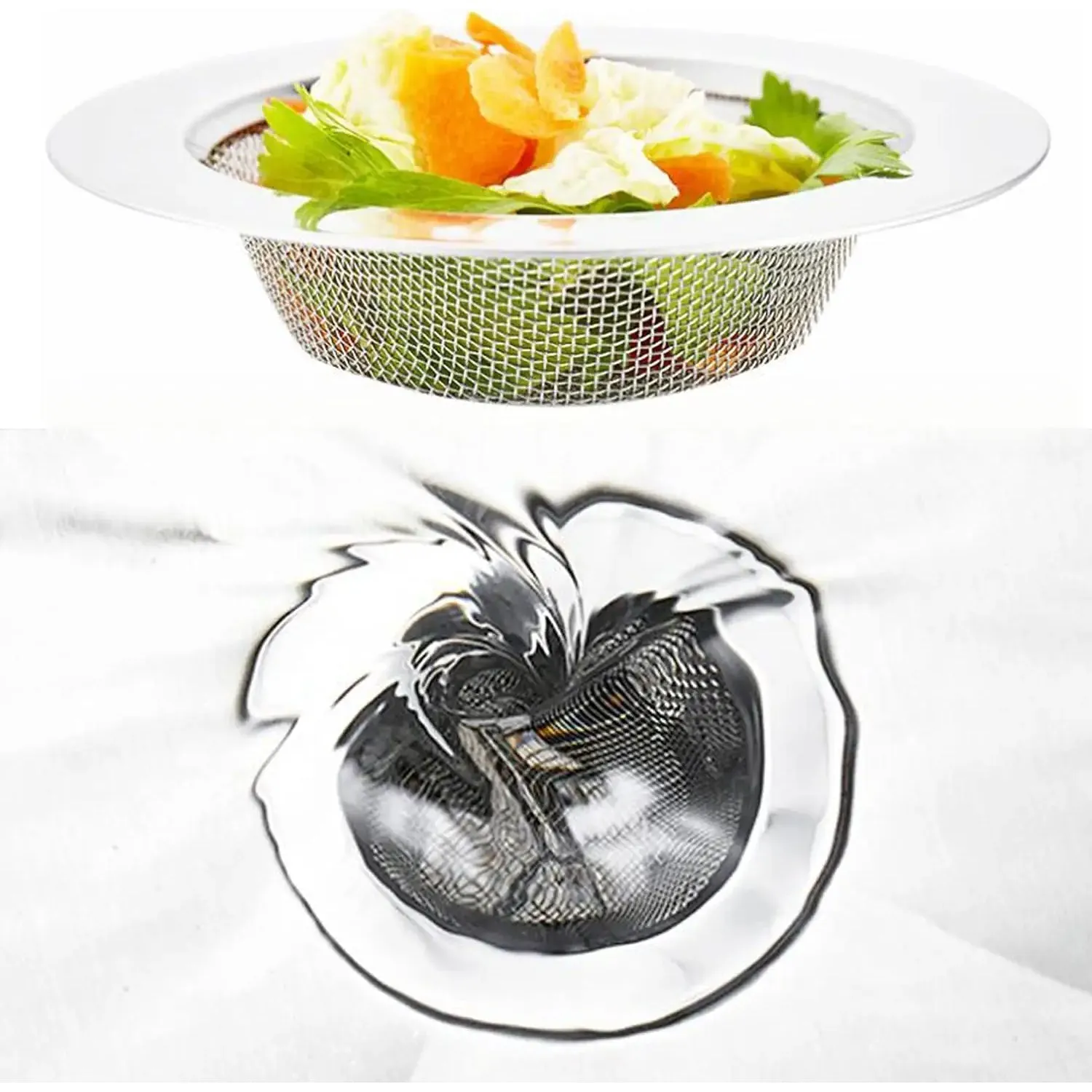 2025 Stainless Steel 2 Piece Sink Strainer / Drainer Net Basket / Jali / Filter Stopper for Kitchen