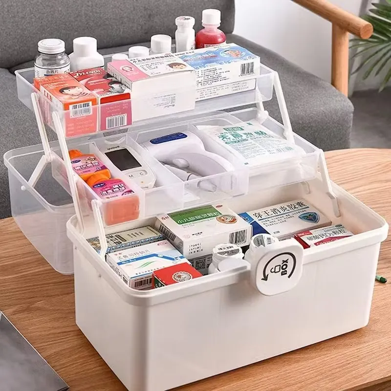 3 Layer Multi Compartment First Aid Medicine Organiser