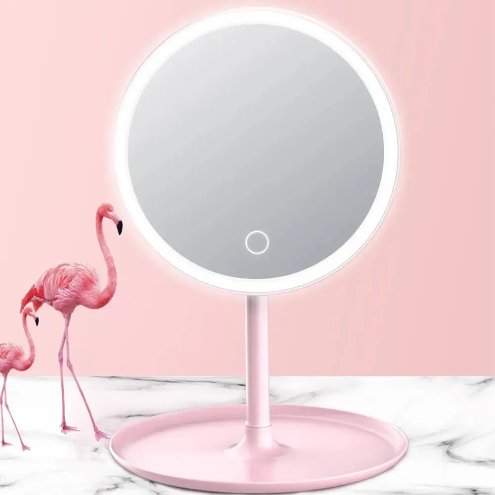 3 Modes LED Makeup Mirror with Storage Base-14298Pink(SA2405-161)