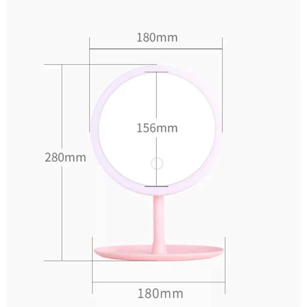 3 Modes LED Makeup Mirror with Storage Base-14298Pink(SA2405-161)