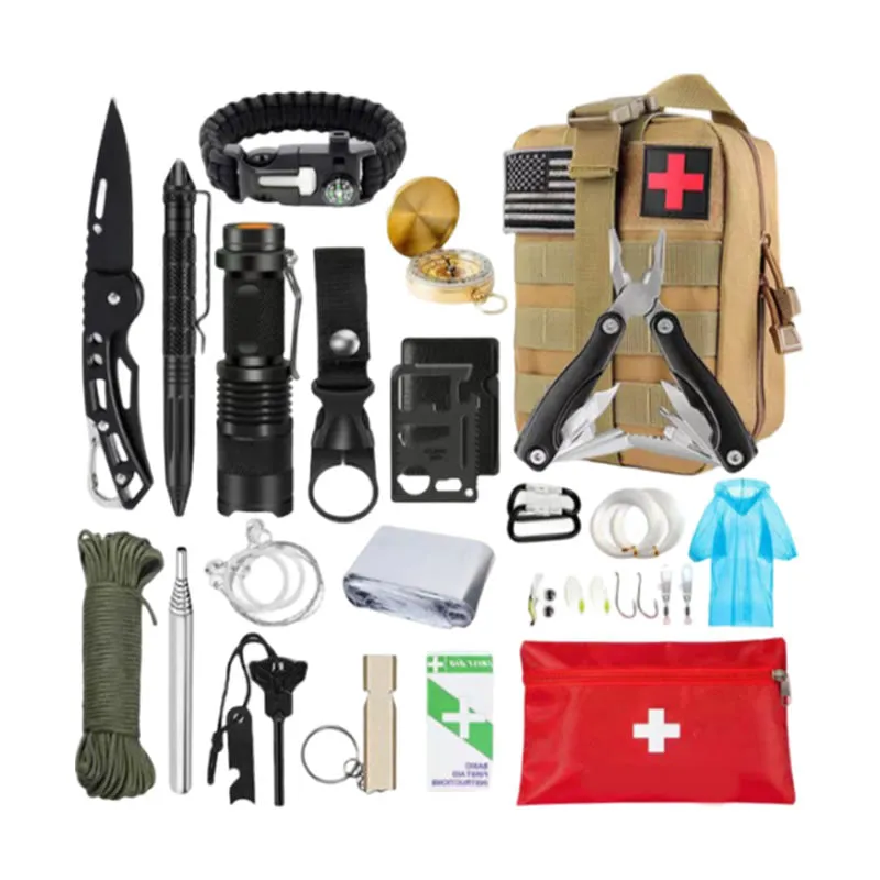 33-In-1 Tactical Camping Accessories Survival First Aid Kit Na-31 Brown