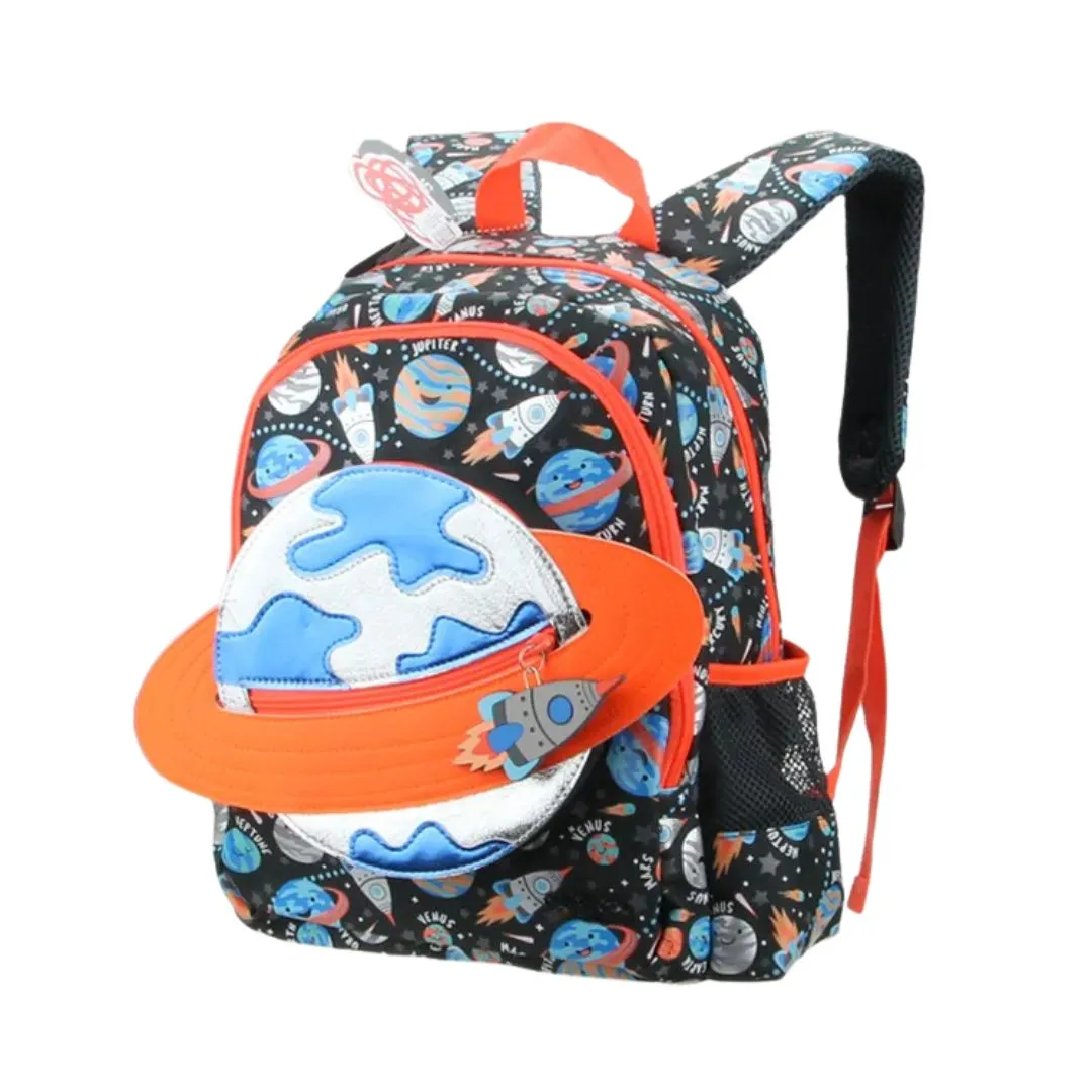 3D Design Backpack with Front Pocket for Kids (Planet)