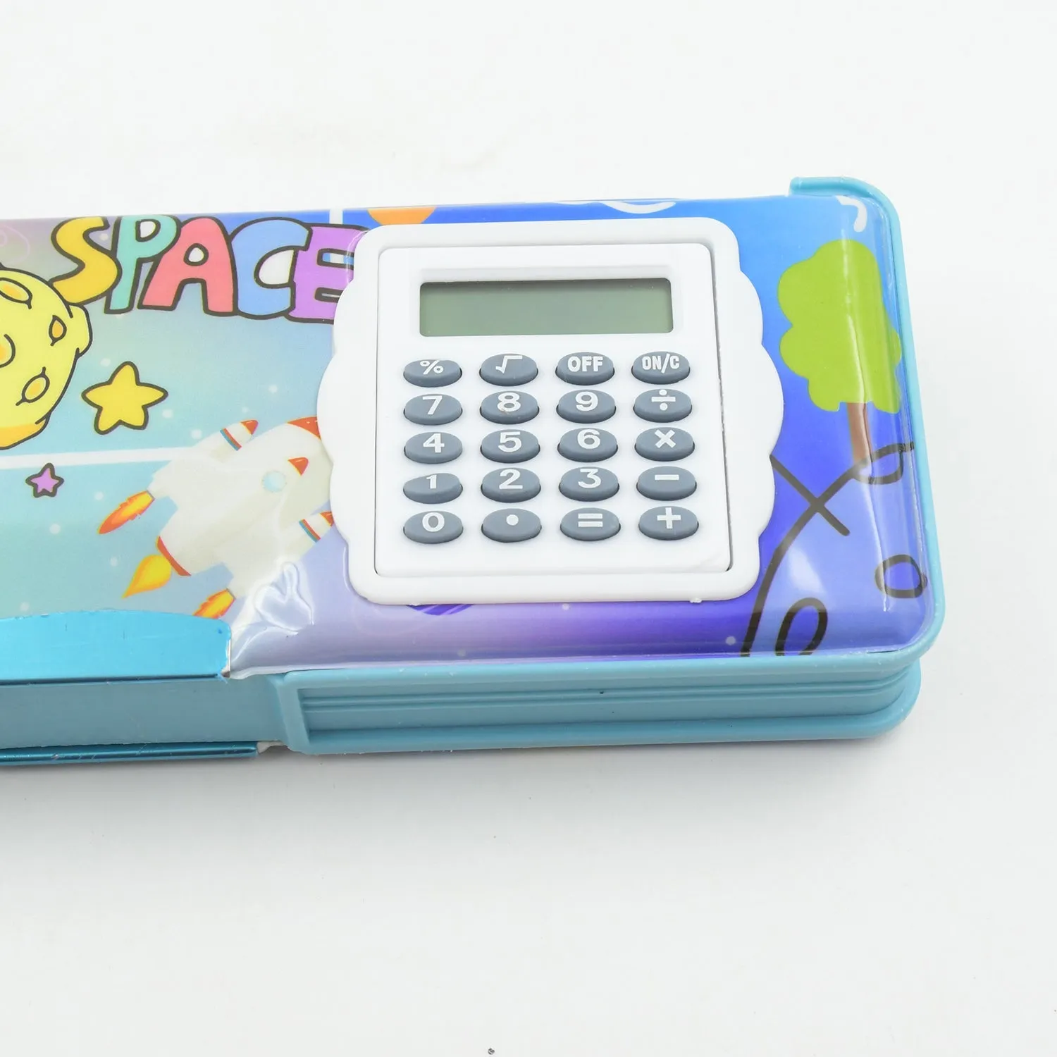 4257 Double Sided Magnetic Geometry Box, Pencil Box with Calculator for Boys Art Plastic Pencil Box  for Girls and Boys