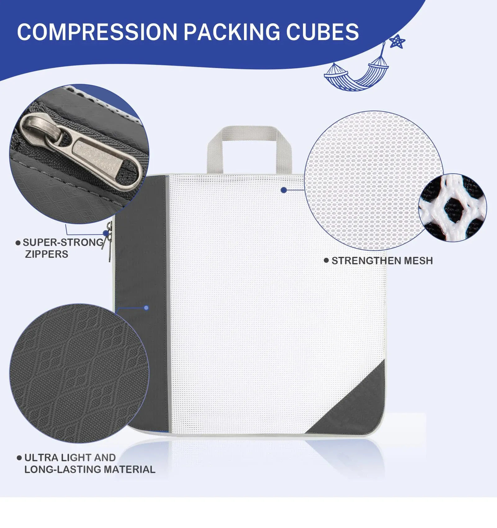 5pc Collapsible Compression Packing Cubes