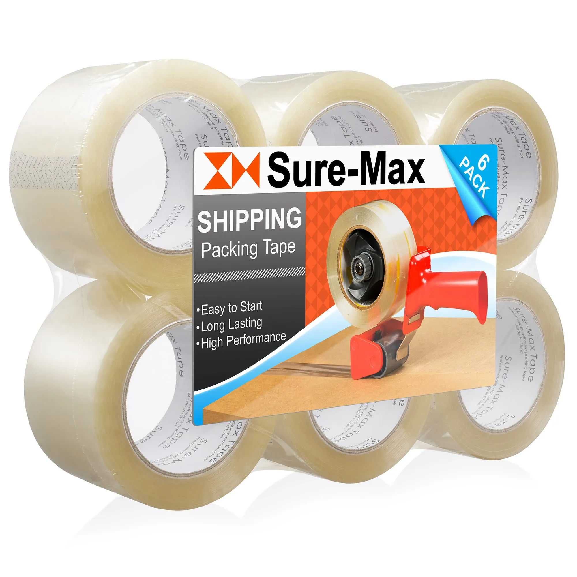 6-Rolls Extra-Wide Packing Tape (3" x 110 yard/330' each) - Clear