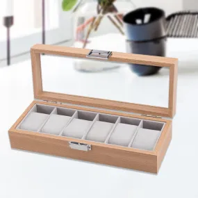 6 slots wooden watch organizer