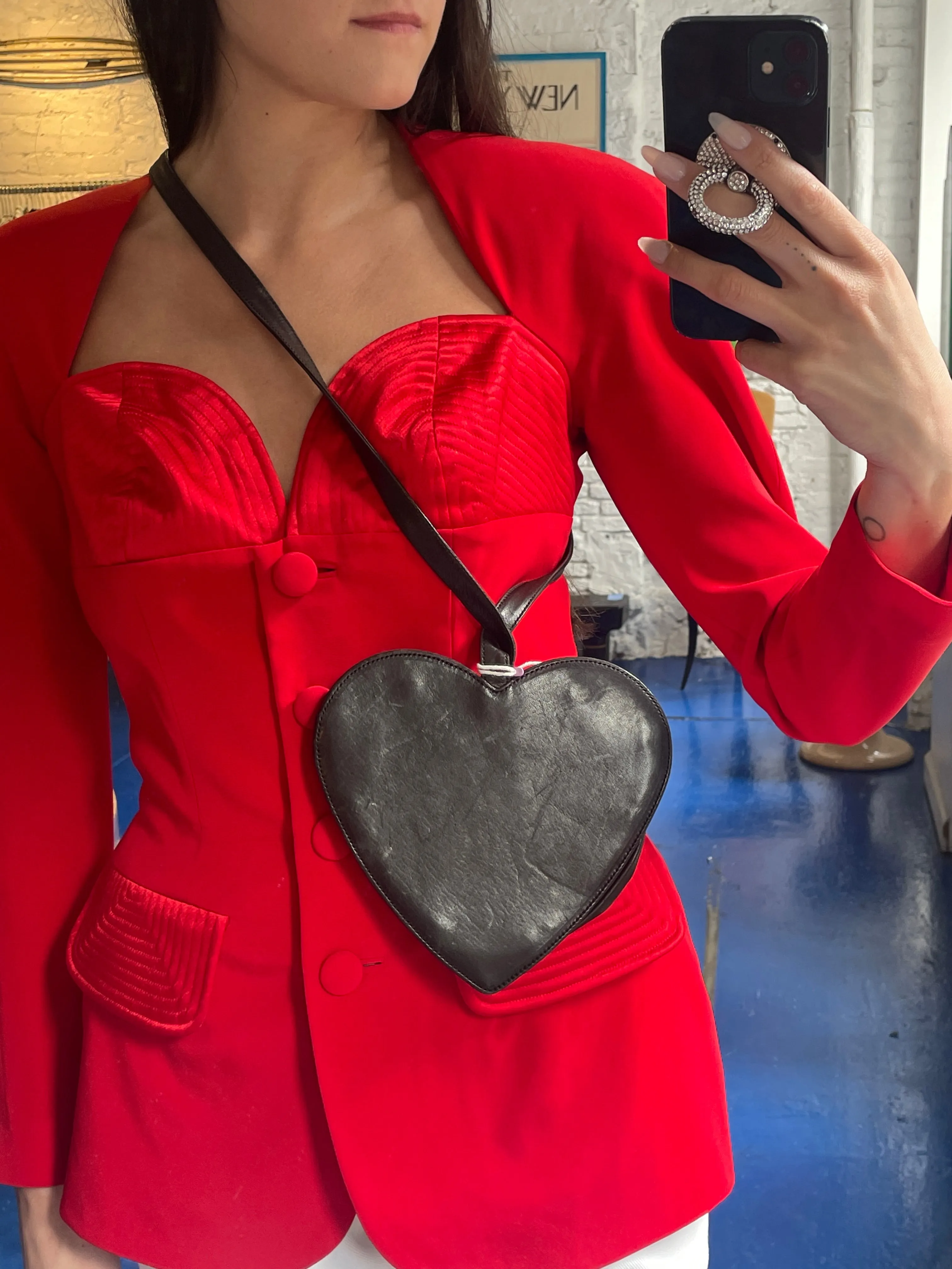 90s Moschino studded heart bag