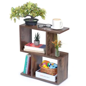 ABOUT SPACE Wooden Side Table - Wall Mounted Night Stand & End Table Organizer-S Shaped  Storage Organiser (L 47 x B 20 x H 56 cm,Brown)