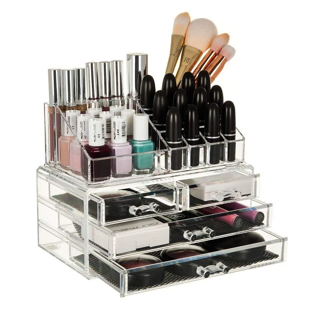 Acrylic 3 Drawers 12 Trapezoid Lipstick Makeup Display Stand Cosmetic Organizer Holder Case jewelry Box Storage