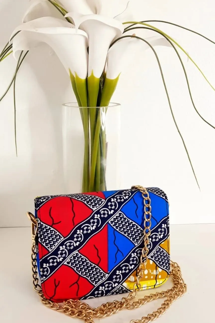 African Print Shoulder Bag | Ankara Print Chain Bag