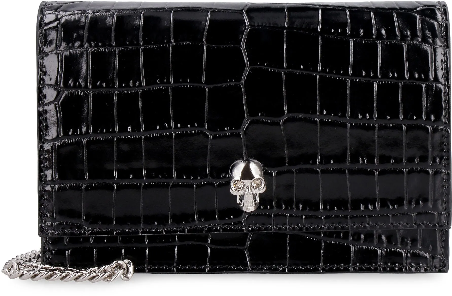 Alexander McQueen Skull Embellished Embossed Crossbody Bag