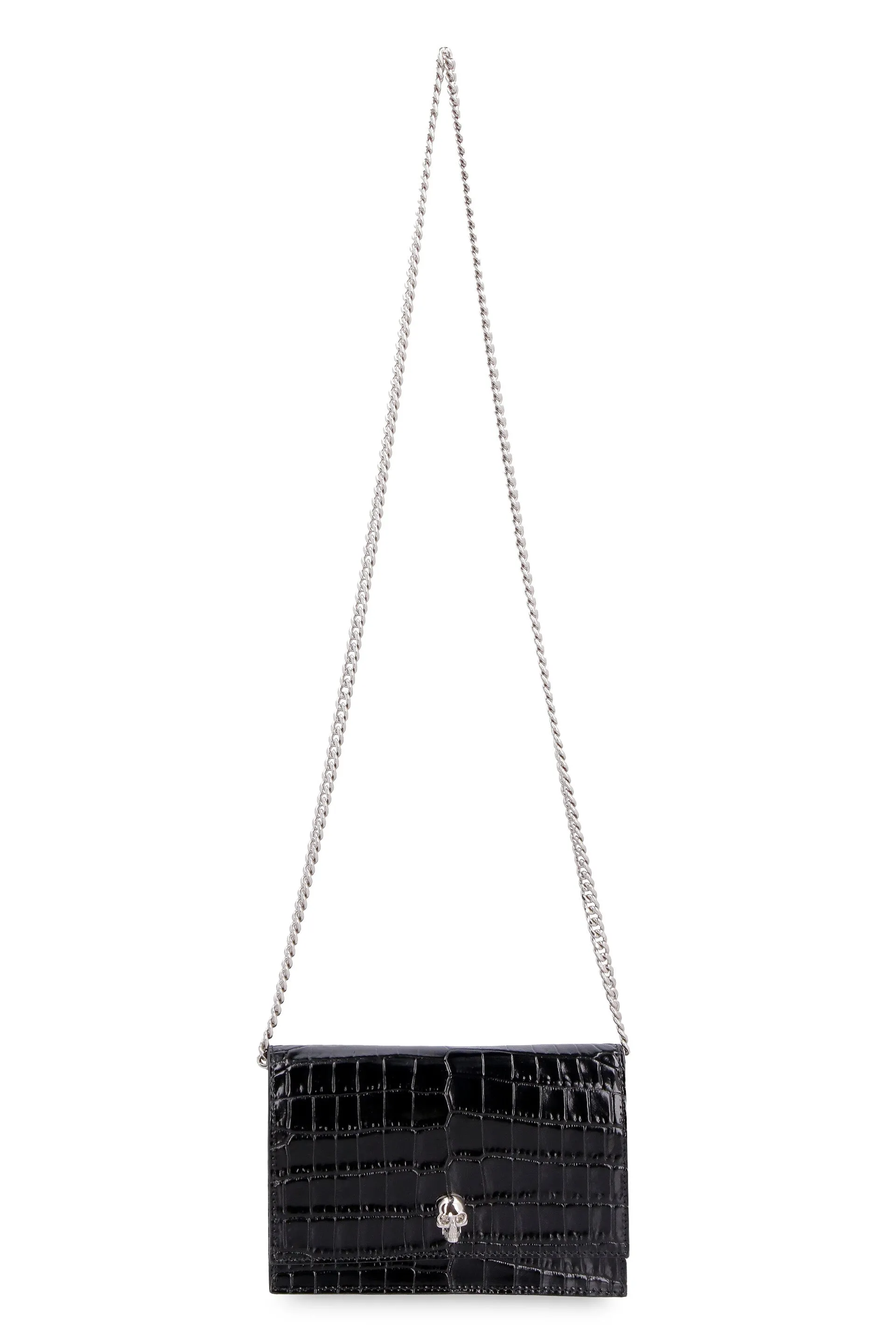 Alexander McQueen Skull Embellished Embossed Crossbody Bag