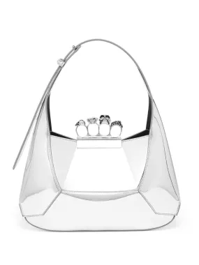 ALEXANDER MCQUEEN Stunning Jewel-Embellished Silver Hobo Handbag for Women