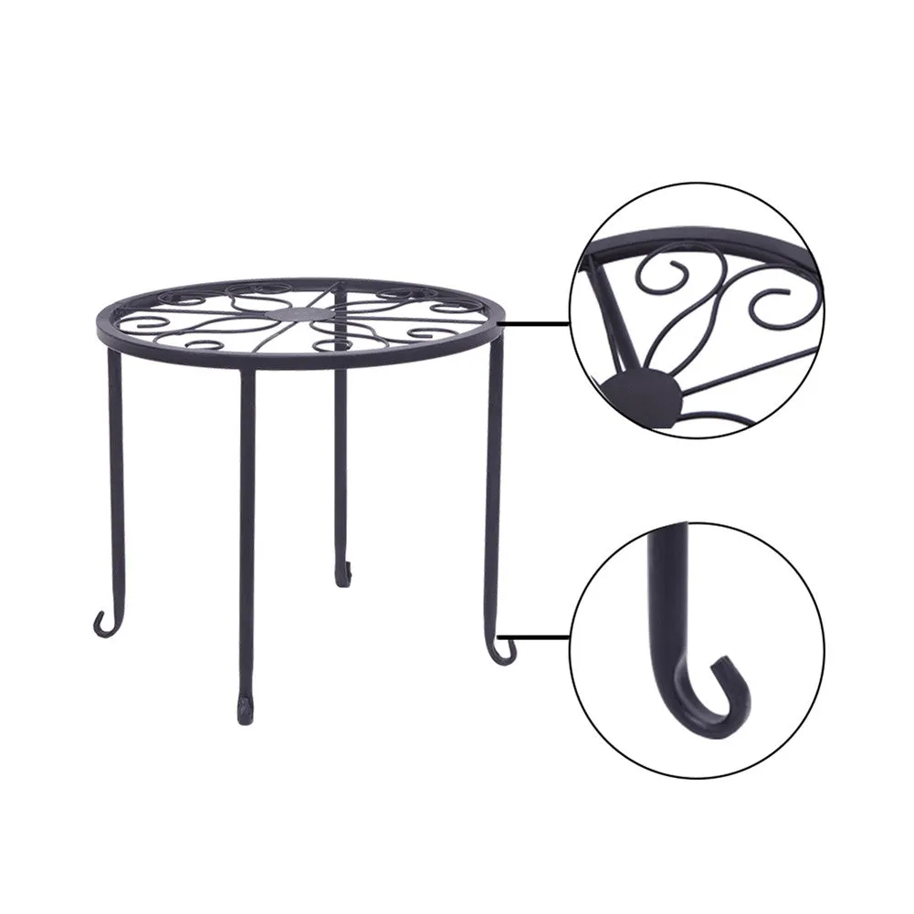 ALICIAN 4pcs/set Shelf Black Paint Round Pattern Plant Stand Household Organizer Black