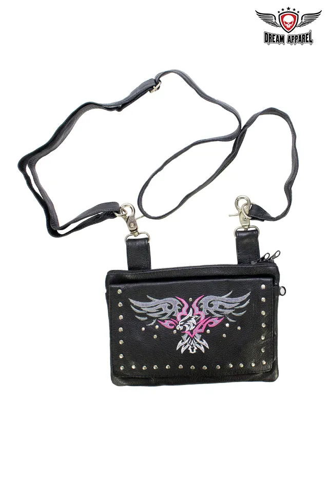 All Naked Cowhide Leather Hot Pink Eagle Belt Bag