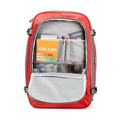 AmazonBasics Carry-On Travel Backpack, Red