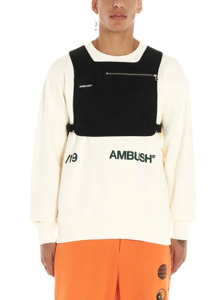 Ambush Logo Print Front Zip Chest Bag