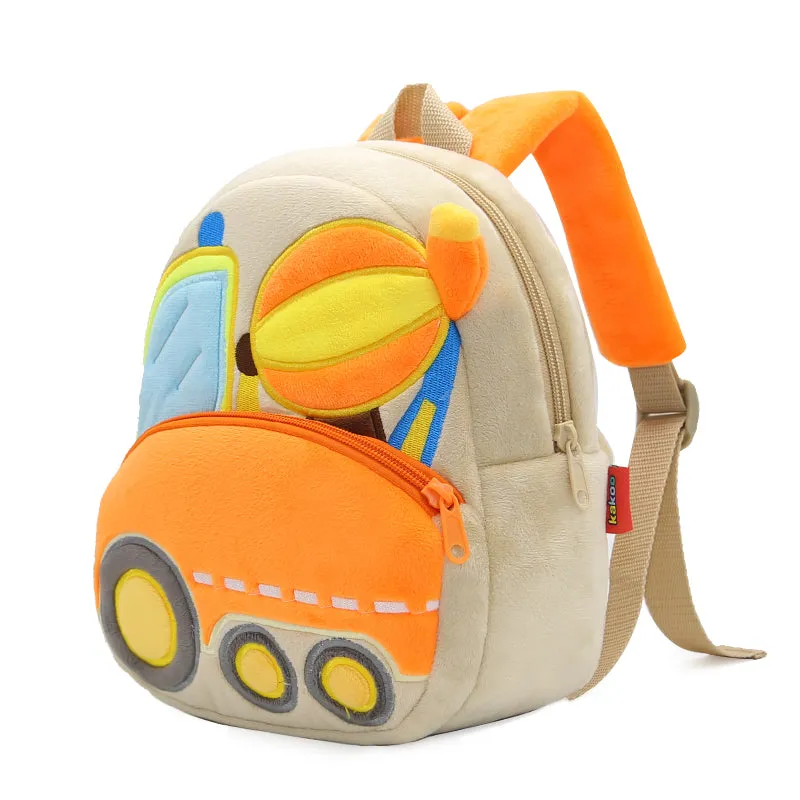 Anykidz 3D Light Brown Agitating Lorry Kid School Backpack Cute Cartoon Animal Style Children Toddler Plush Bag Perfect Accessories For Boys and Girls