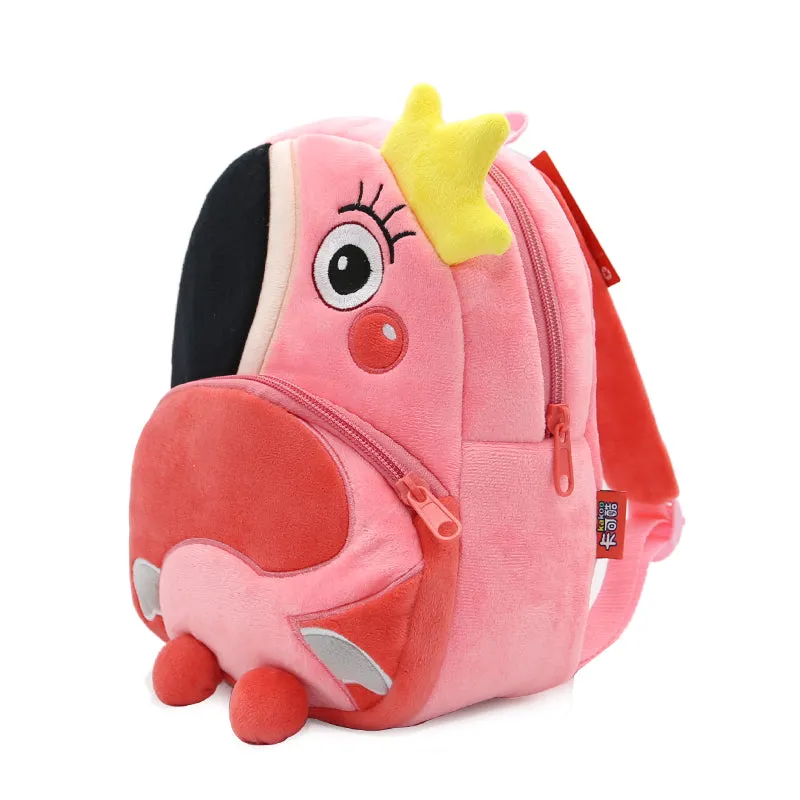 Anykidz 3D Pink Flamigo School Backpack Cute Animal With Cartoon Designs Children Toddler Plush Bag For Baby Girls and Boys