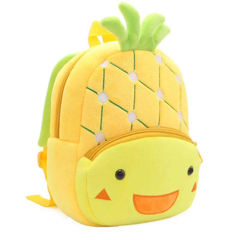 Anykidz 3D Yellow Pineapple Kids School Backpack Cute Cartoon Animal Style Children Toddler Plush Bag Perfect Accessories For Boys and Girls