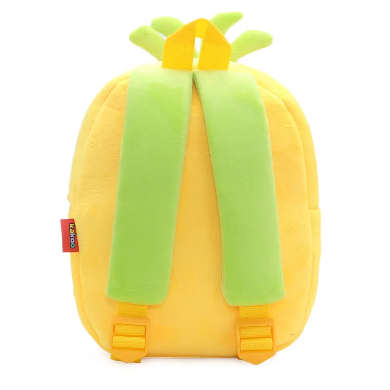 Anykidz 3D Yellow Pineapple Kids School Backpack Cute Cartoon Animal Style Children Toddler Plush Bag Perfect Accessories For Boys and Girls