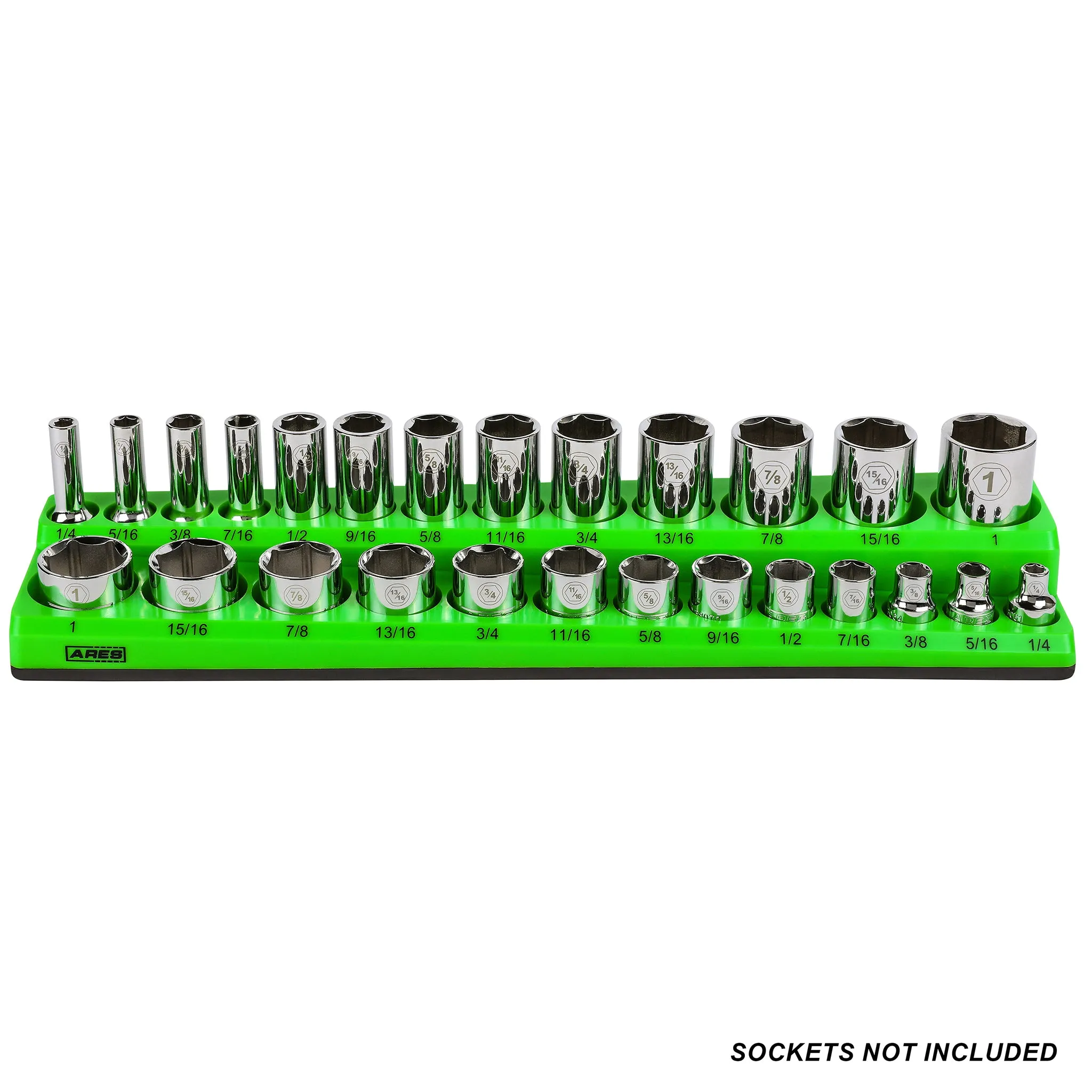 ARES 60007 - 26-Piece 3/8" Green SAE Magnetic Socket Organizer