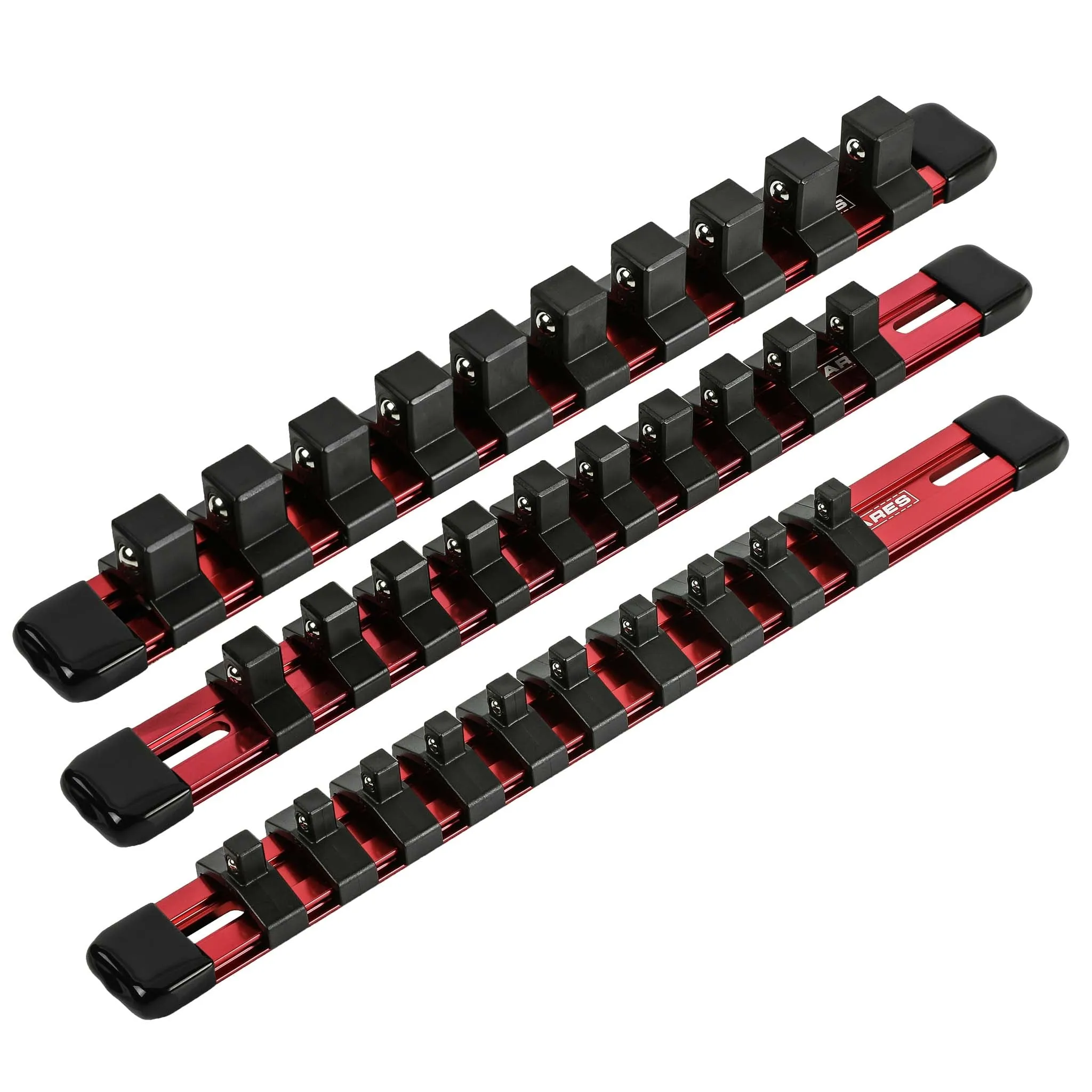 ARES 60079 - 3-Piece Red 9.84-Inch Aluminum Socket Rail Set