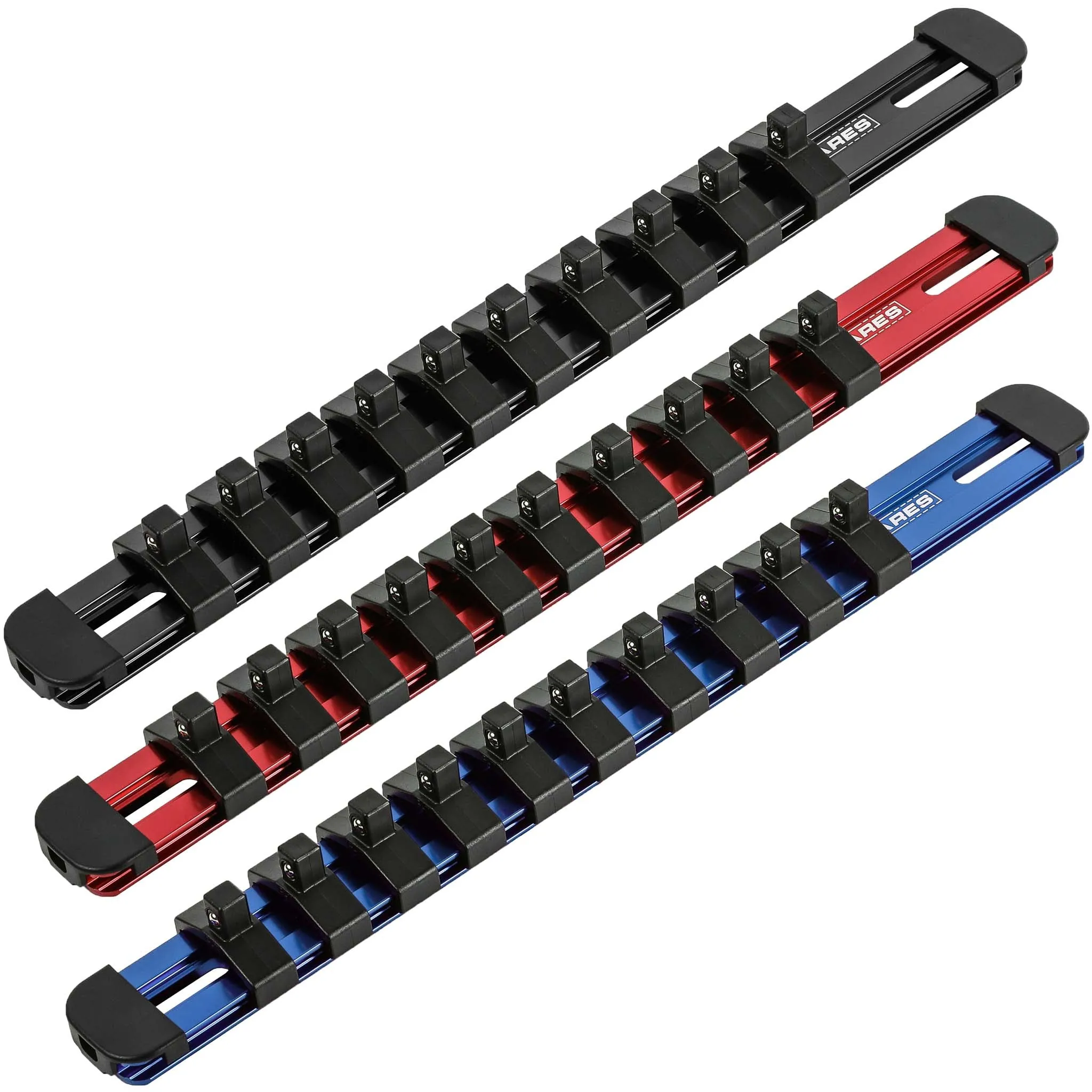 ARES 60099 - 3-Piece 1/4-Inch Drive 9.84-Inch Aluminum Socket Rail Set with Locking End Caps