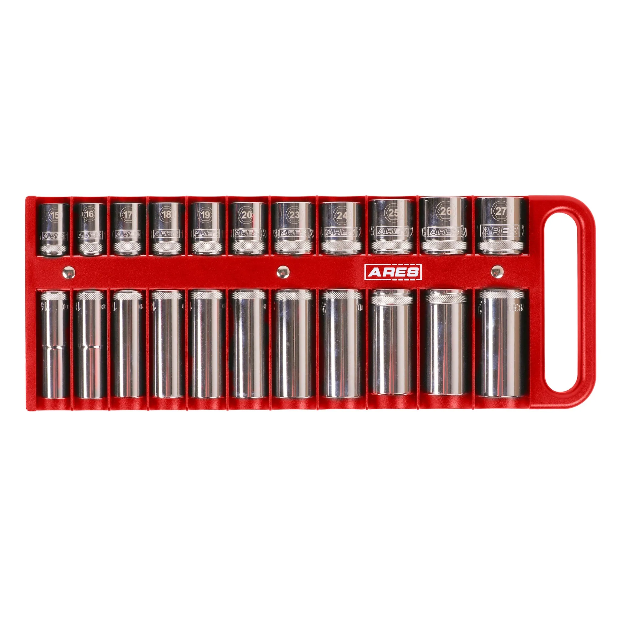 ARES 60156 - 22-Piece 1/2-Inch Drive Red Magnetic Socket Holder