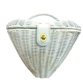 Baby Blue Heart Rattan Wicker Purse