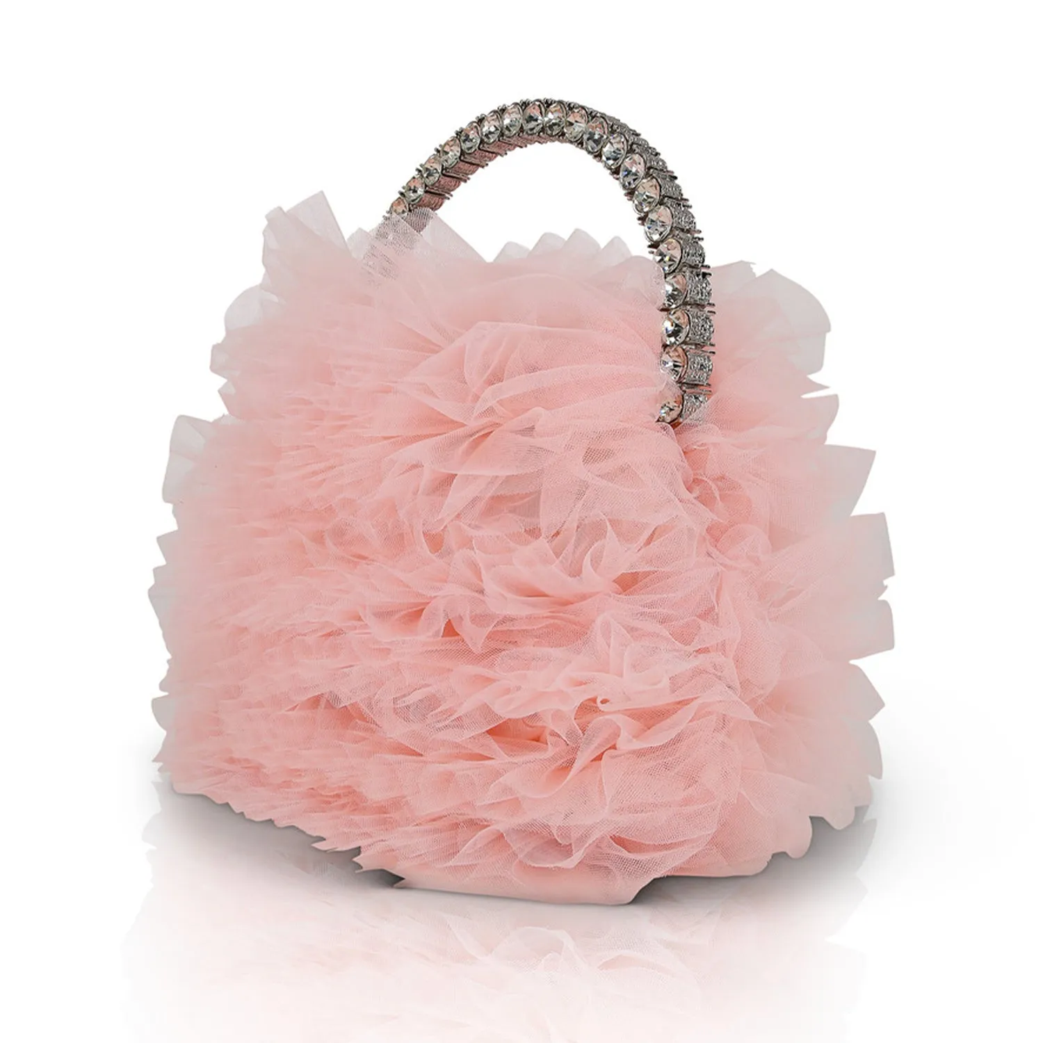 Badgley Mischka Women's Jazzie Tulle Ruffle Pouch in Blush