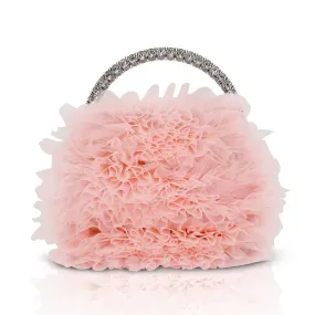 Badgley Mischka Women's Jazzie Tulle Ruffle Pouch in Blush