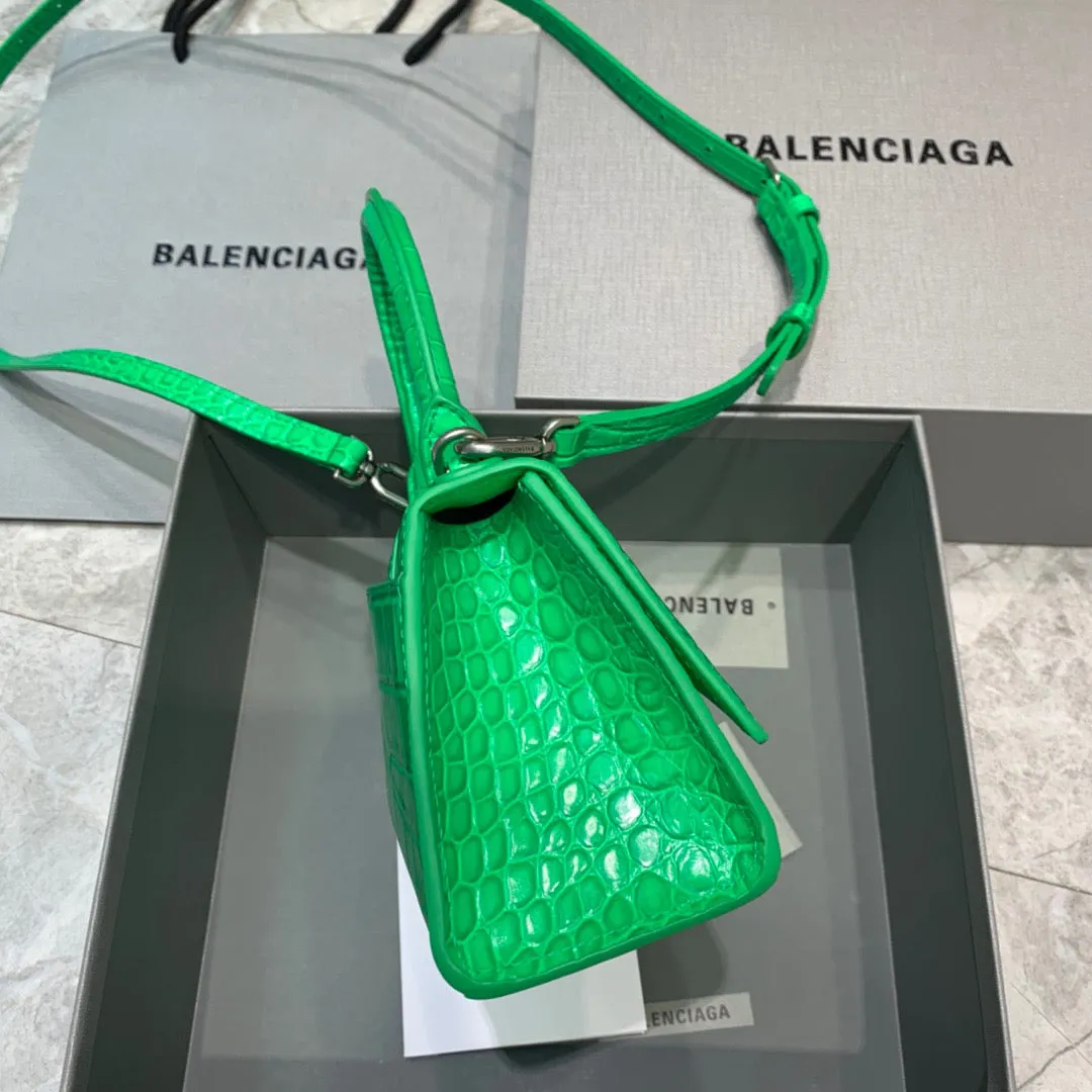 Balen Hourglass XS Handbag In Bright Green, For Women,  Bags 7.4in/19cm