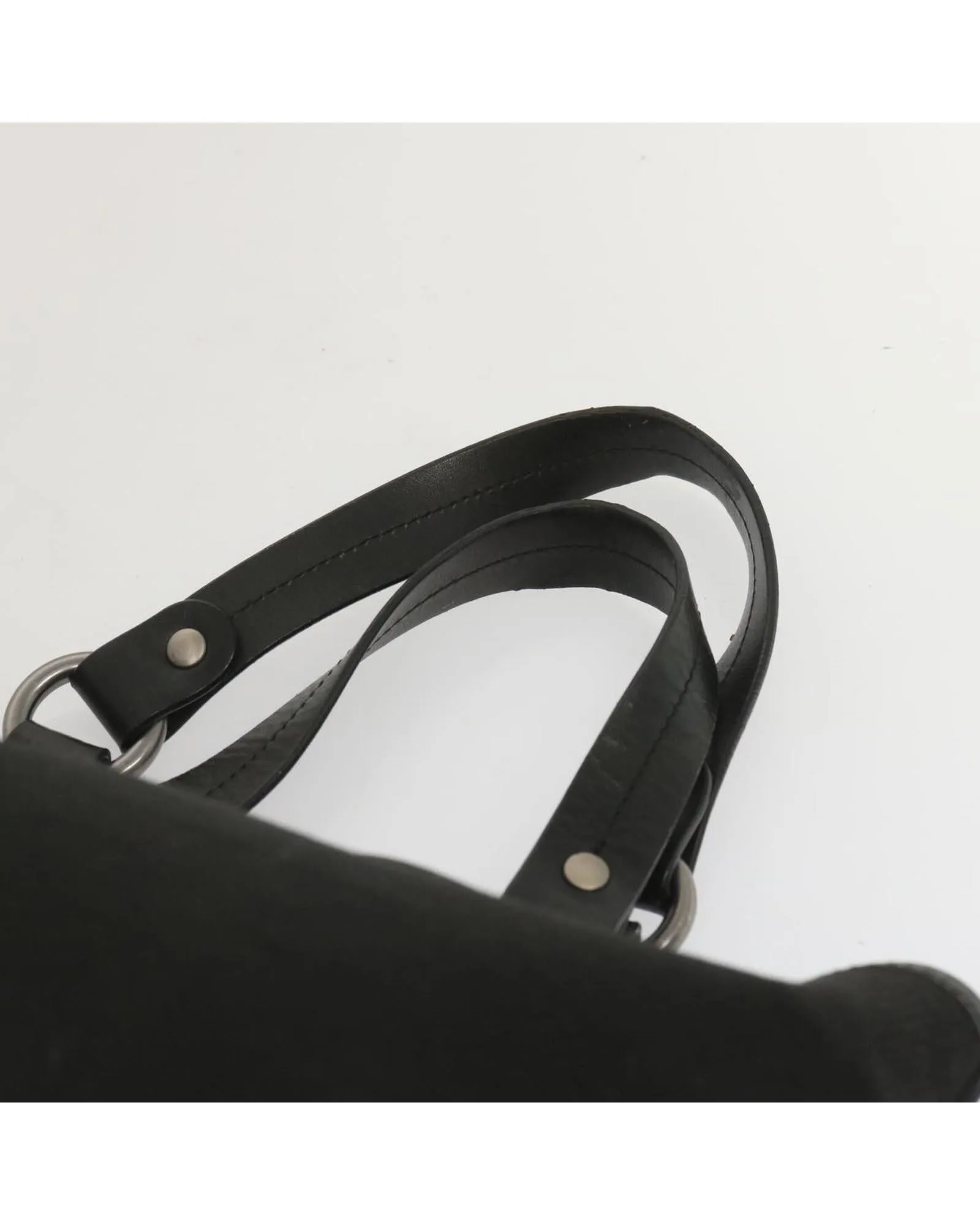 BALLY Black Canvas Tote Bag with Leather Handles and Studded Accents