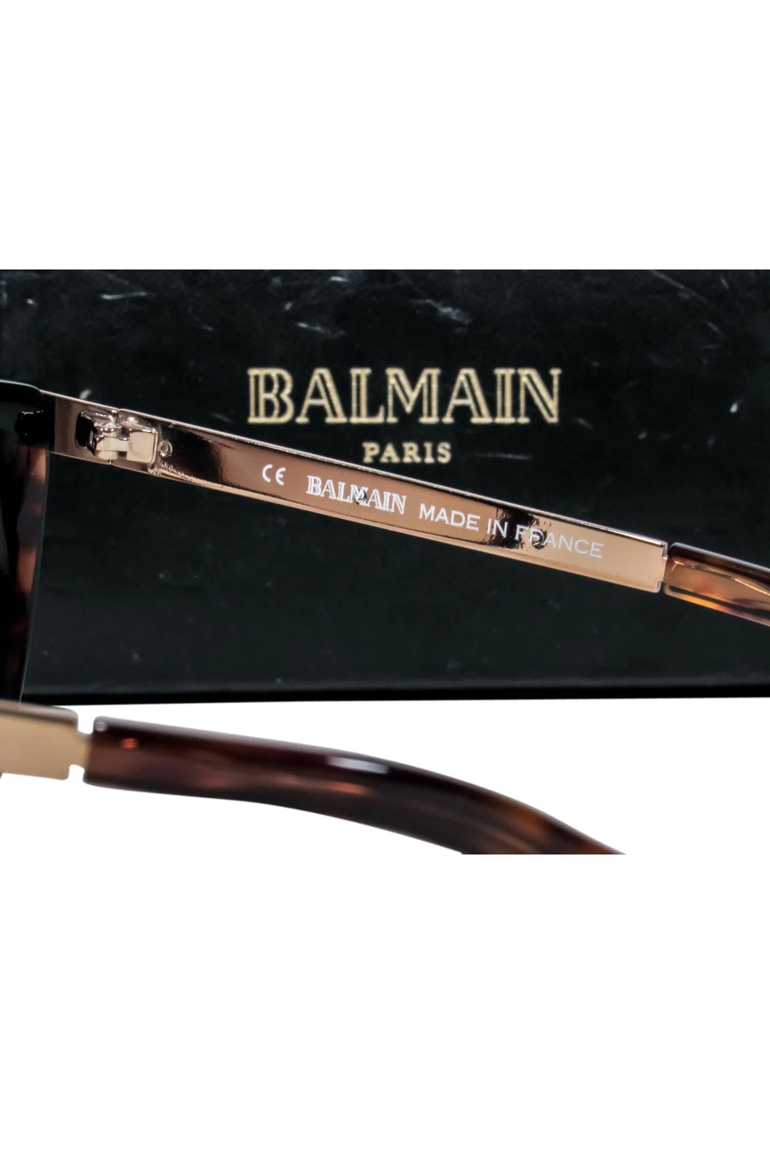 Balmain - Brown Tortious Sunglasses w/ Gold Bar