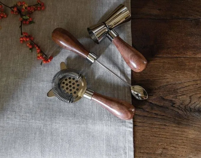 Bar Tool Set - Acacia   Leather