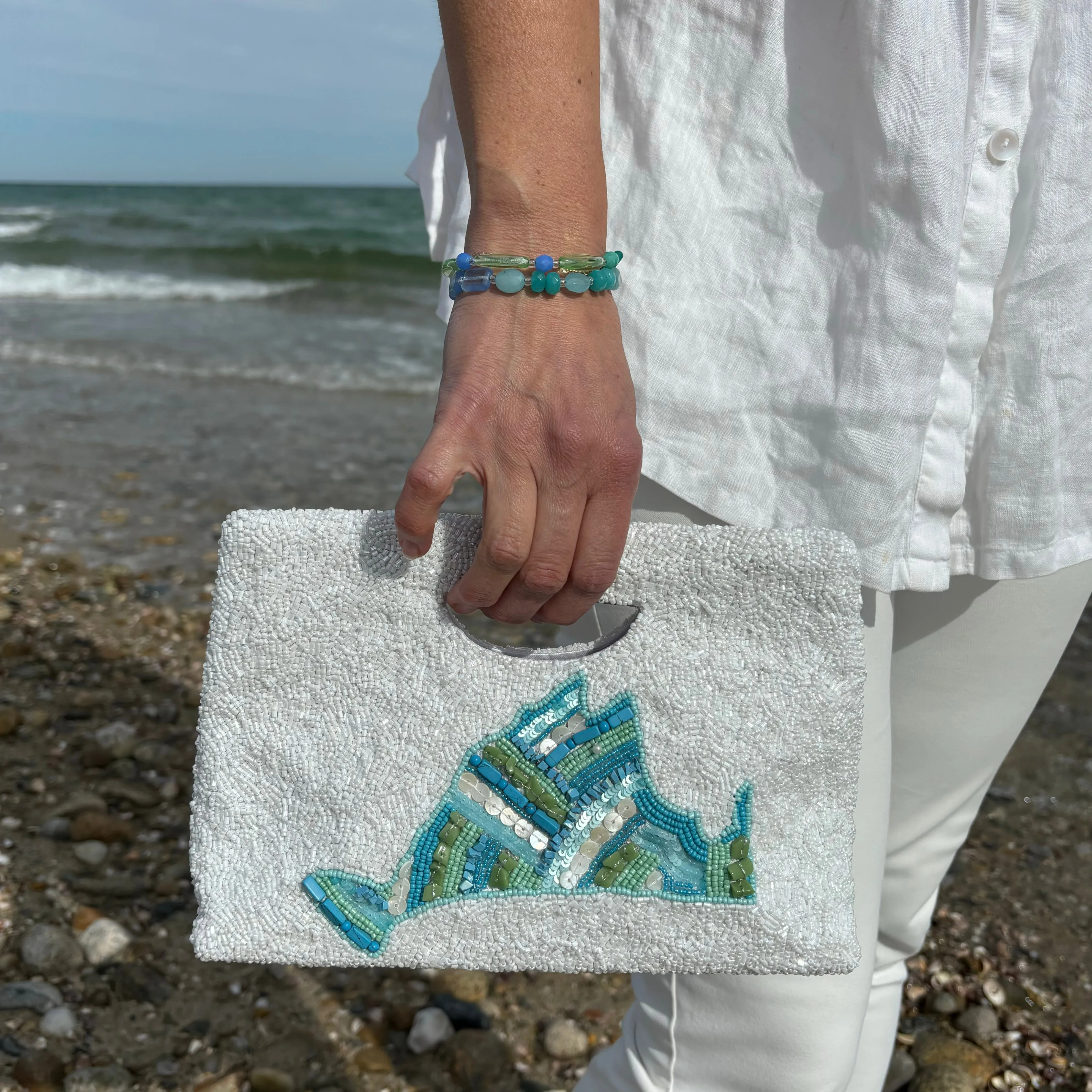 Beaded Statement Clutch, Martha's Vineyard Island